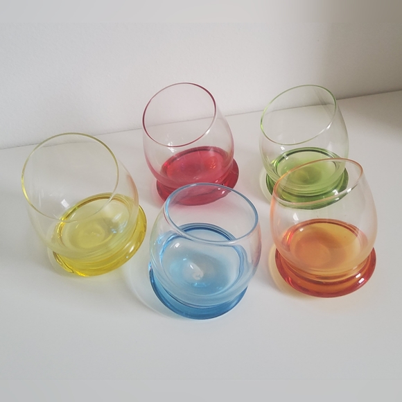 Small Bohemian Crazy Crystal Glasses set of 5 - Picture 5 of 6